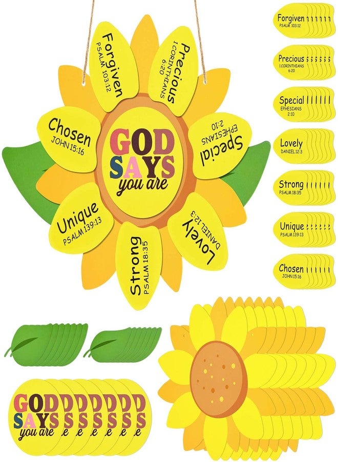 Sanixin 24 Sets Sunday School Crafts God Says You are Sunflower Craft Kit Religious Bible School Sunflower Craft Gifts Kit for Christian Faith Home VBS Magnified Church Activities Supplies - Image 1